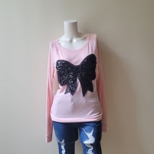 Pink Sequin Long Sleeve Sweatshirt